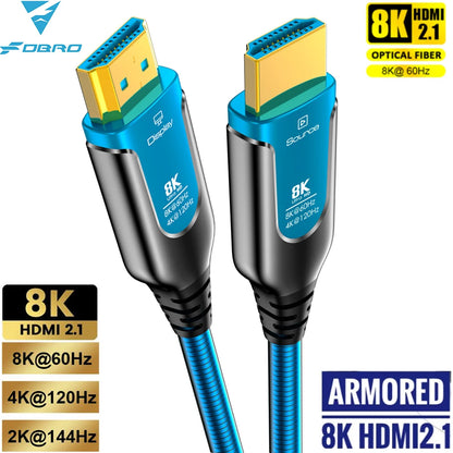 8K Armored HDMI Fiber Optic Cable 48Gbps 8K 60Hz 120Hz Ultra High Speed Armor HDMI 2.1 Cable Dynamic HDR EARC HDCP for HD TV Box