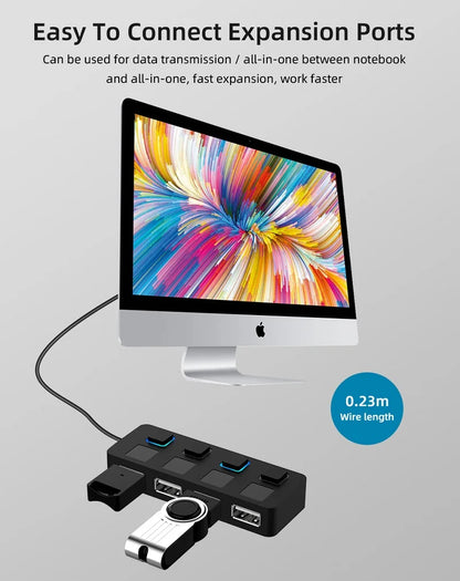 4 Ports USB 2.0 HUB Multi USB Splitter Expander Multiple USB 2.0 Hub Use Power Adapter USB2.0 Hub with Switch For PC Computer