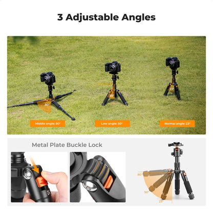 K&F CONCEPT 52cm Desktop Mini Tripod for Camera Compact Tripod 360° Low Profile Ball Head 1/4'' Screw for Camera Video Camcorder