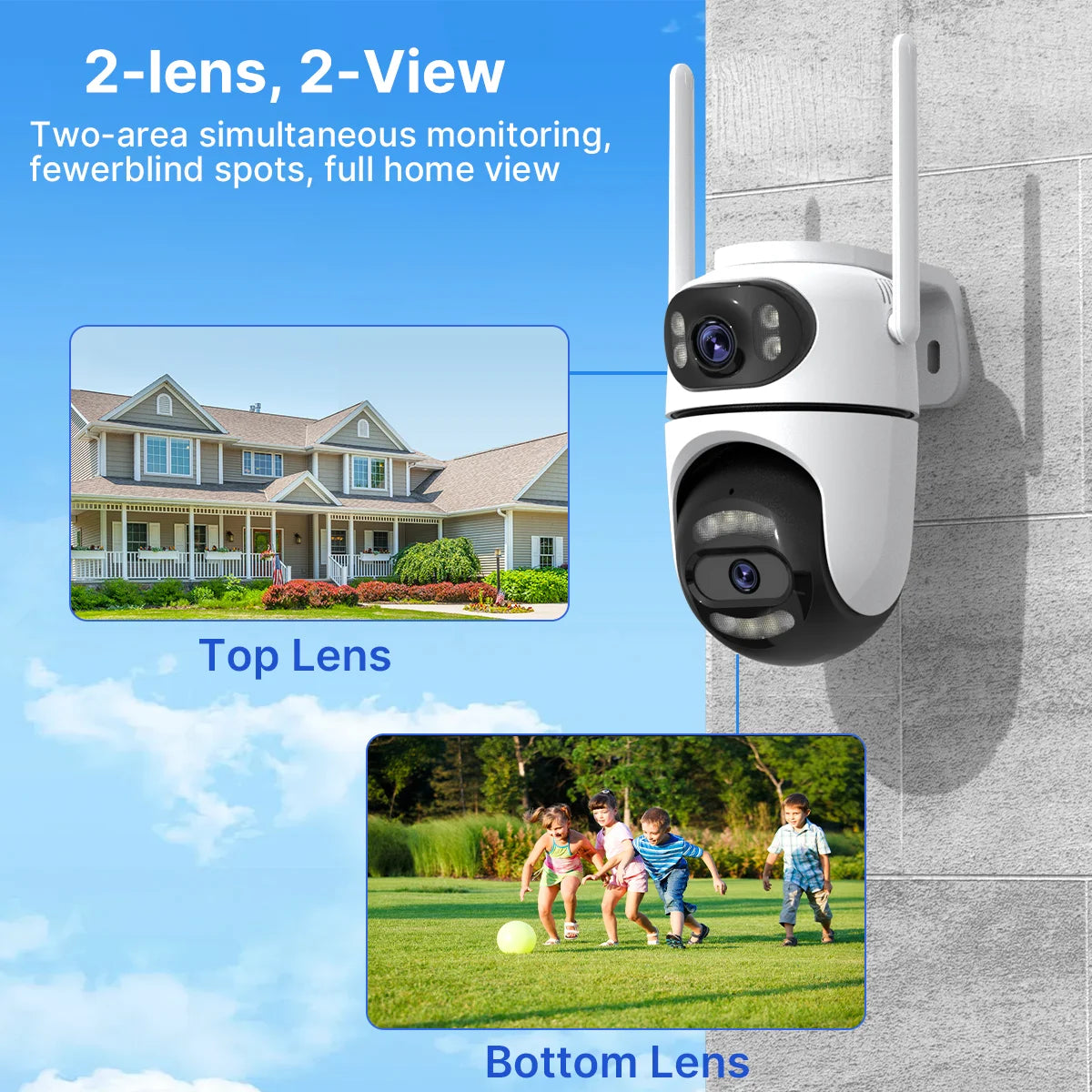 8MP 4K HD Wifi PTZ Camera ICsee APP Dual Lens Dual Screens Video Surveillance IP Camera Ai Tracking Outdoor Home Security CCTV