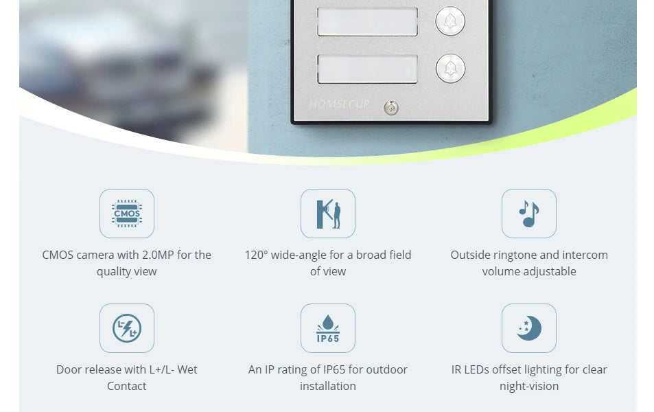 XC112F-3 HD IP65 Doorbell Camera with 3 Call Buttons for 4 Wire 1080P Tuya APP Video Door Phone Intercom Home Security 3 Flats