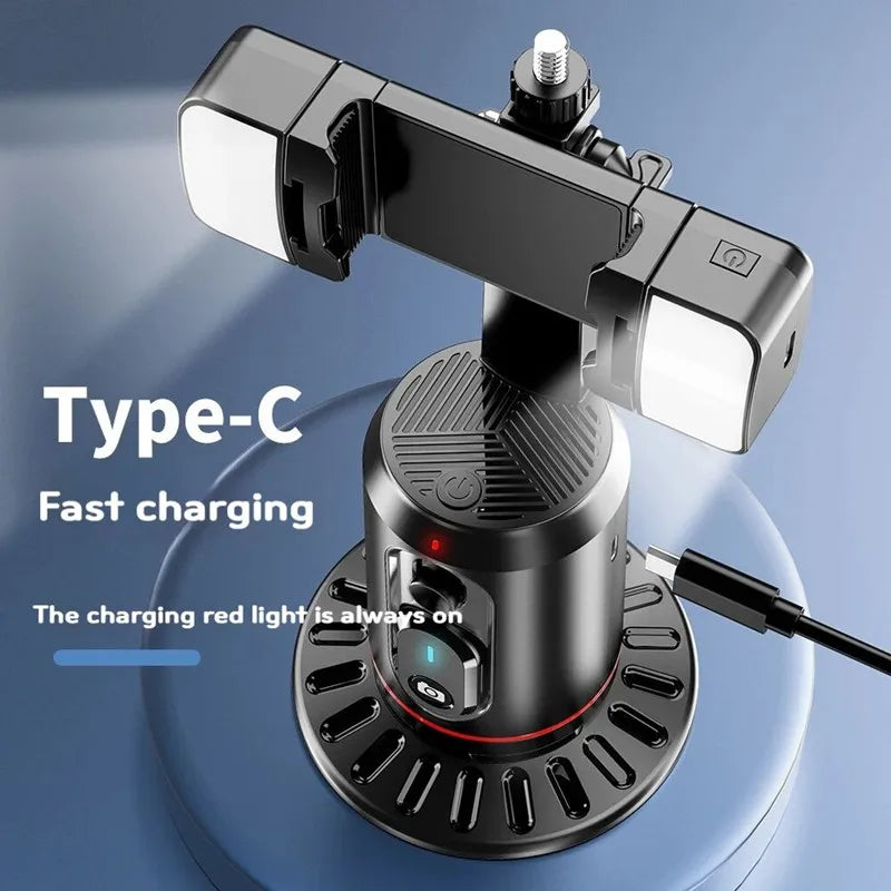 FANGTUOSI 360° Rotation Gimbal Stabilizer Tripod Selfie Stick Desktop Face Tracking With Bluetooth Remote Shutter Light Holder