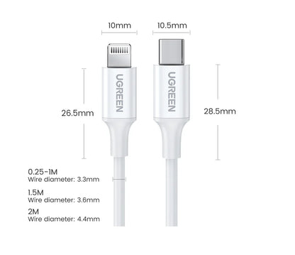UGREEN MFi 20W PD USB C to Lightning Cable for iPhone 14 13 12 11 Fast Charging for Apple iPad Phone Charger 25cm 50cm 2m short