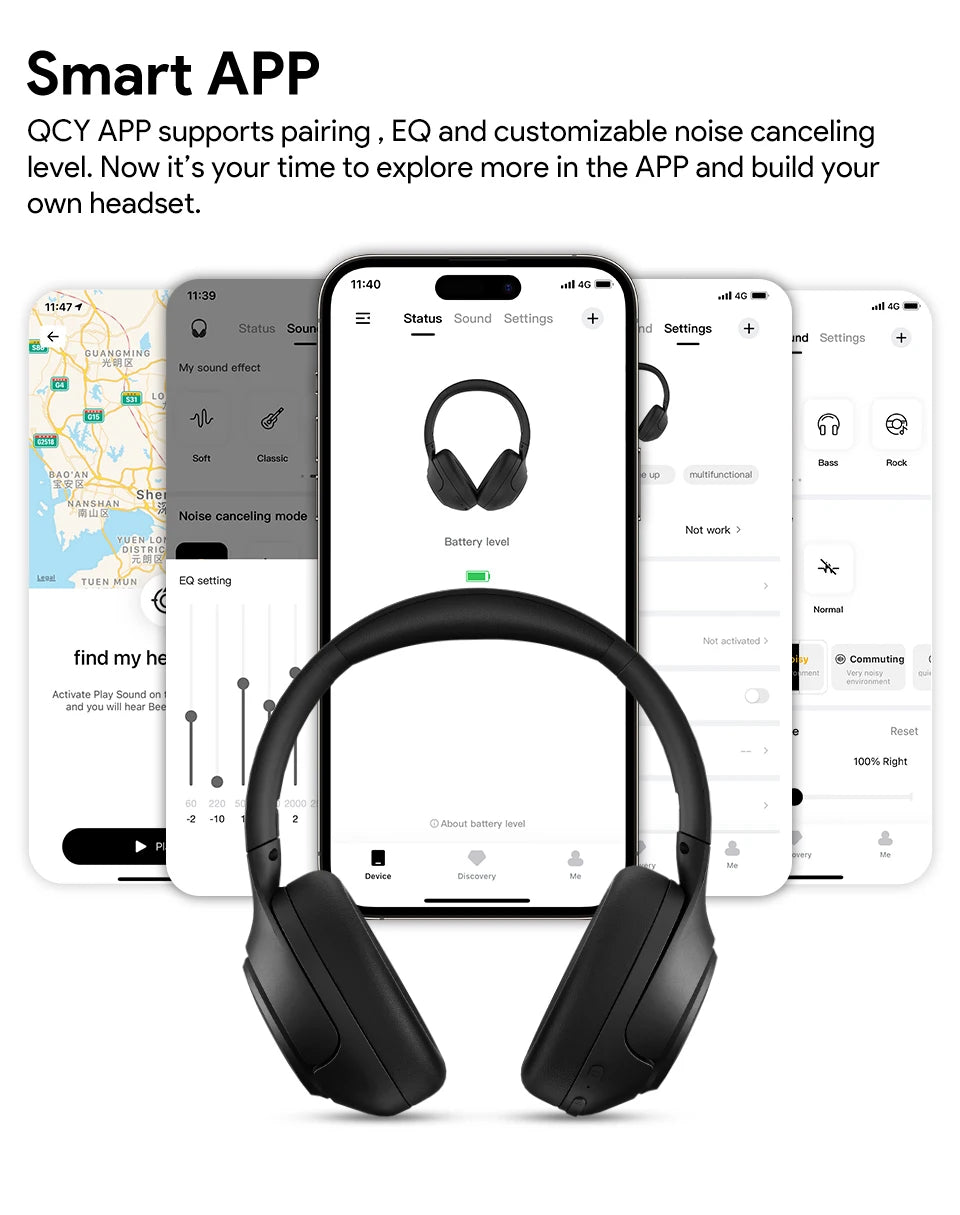 QCY H3 ANC Hi-Res Audio Wireless Bluetooth 5.4 Headphones Over Ear Headset 60Hrs 43dB Hybrid Active Noise Cancellation Earphone