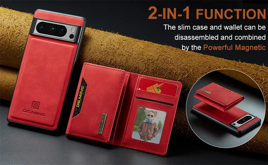 Luxury Magnetic Leather Wallet Case for Google Pixel 9 Pro 8 7 7A 6 6A Fold Pixel9 XL Pixel7 Kickstand Credit Card Holder Cover
