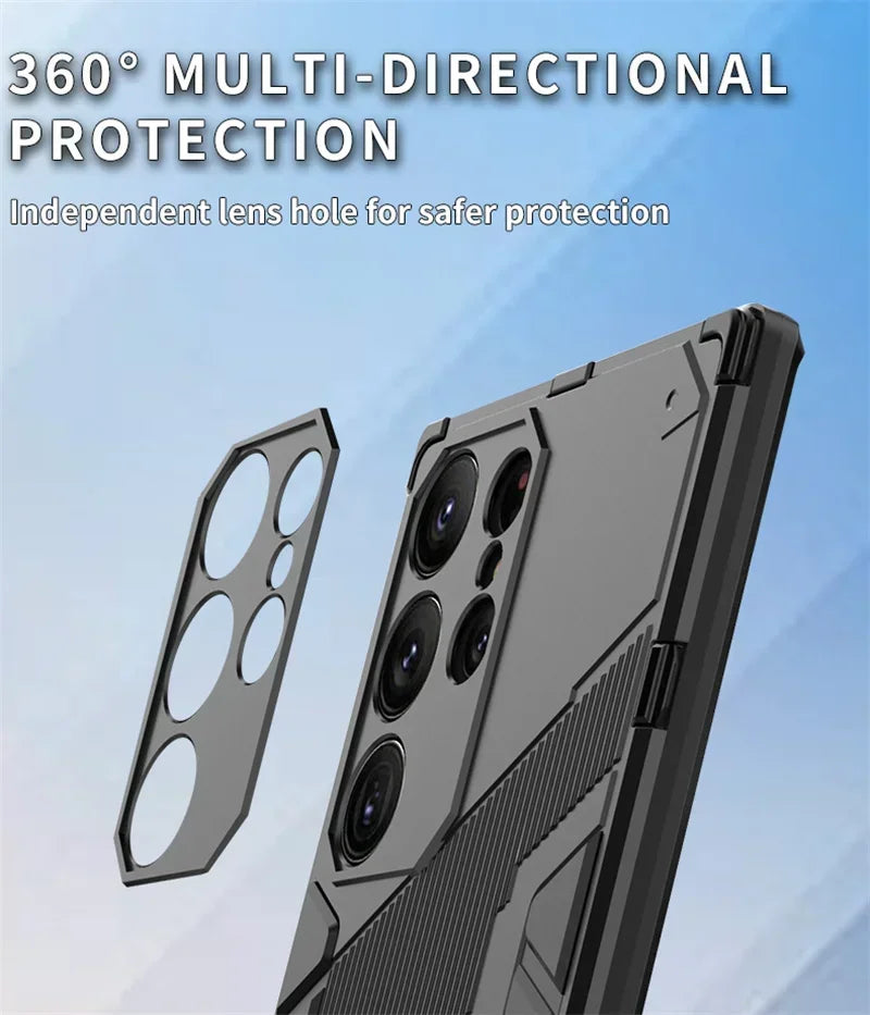 Armor Shockproof Phone Case For Samsung Galaxy S26 S25 S24 S23 S22 Ultra Plus Edge  S26 Pro With Holder Lens Protect Cover