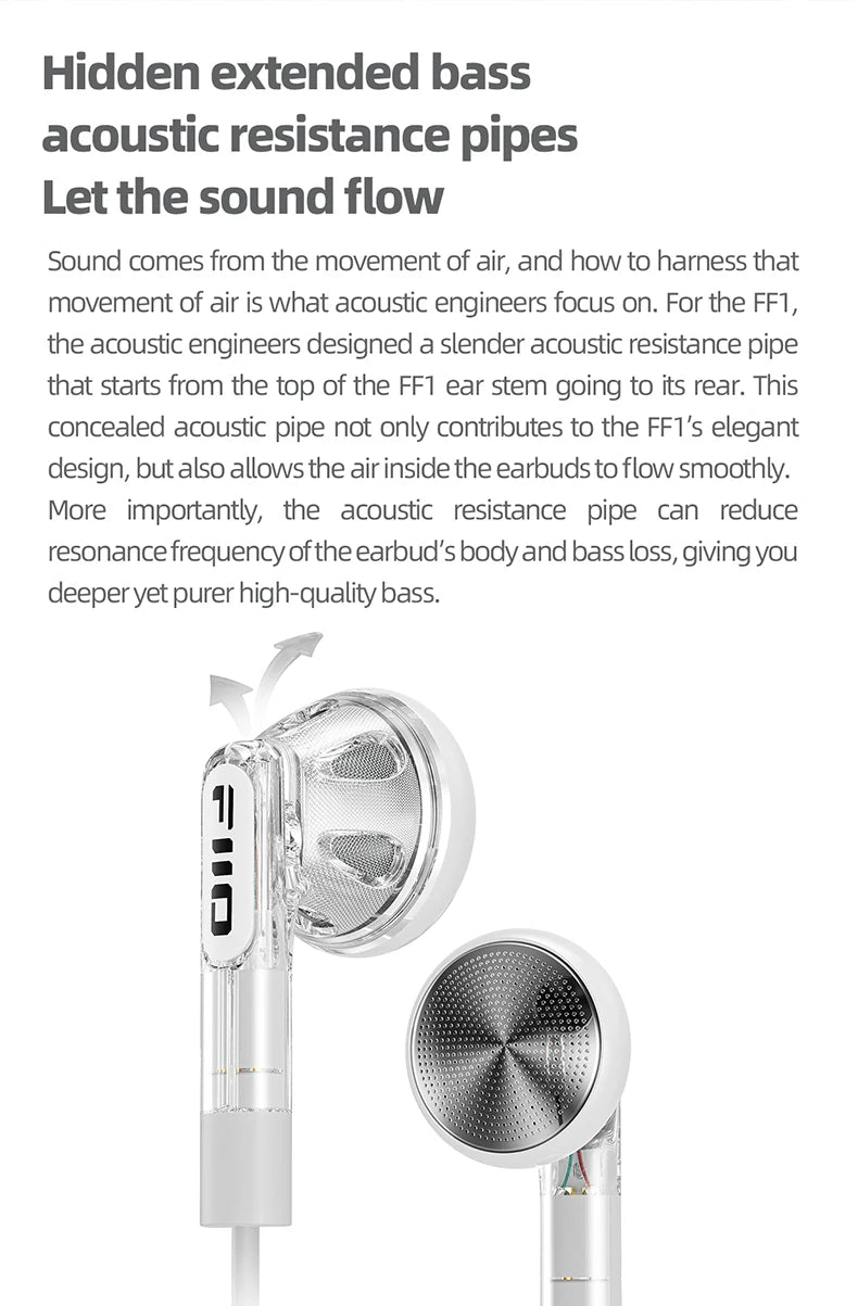 FiiO FF1 3.5mm HIFI Music Wired Bass Earbud 14.2mm Dynamic HD Microphone Earphone for Gaming Meeting Video