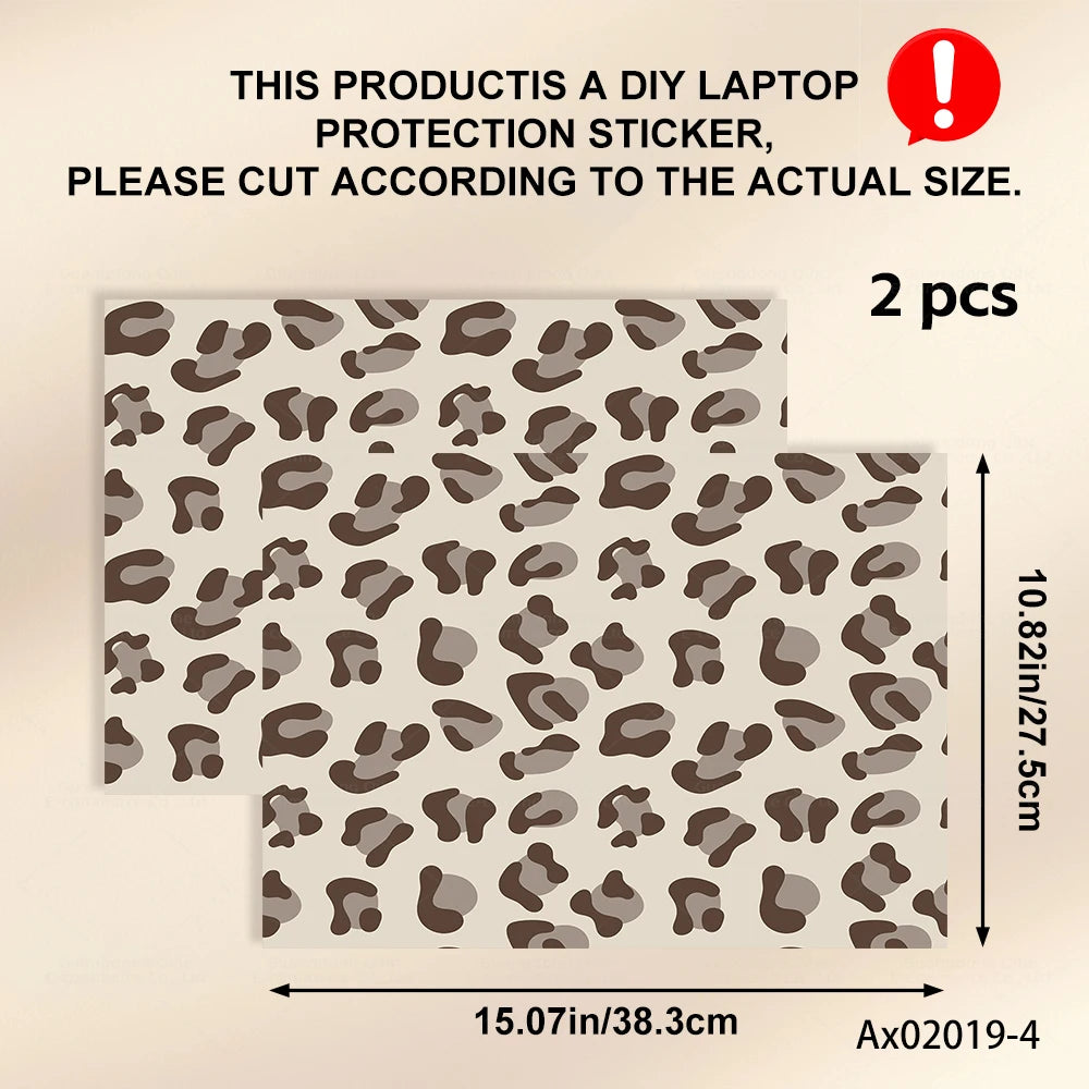 2 pcs Aesthetic Light Leopard Laptop Stickers Set Self-Adhesive Removable Laptop Covers for MacBook Notebook Protective Skins