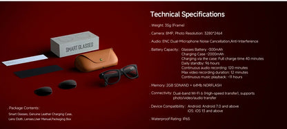 New HD5-ultra AI Smart Glasses AI Real-time Translation 800W Pixel Camera Photo Video Recording 300 Mah Smart Glasses 2026