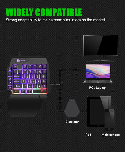 35keys One Handedly Single Hand Mini Gaming Keyboard Usb Ultra-slim Wired Backlight Keyboard for Laptop Desktop PC Smartphone