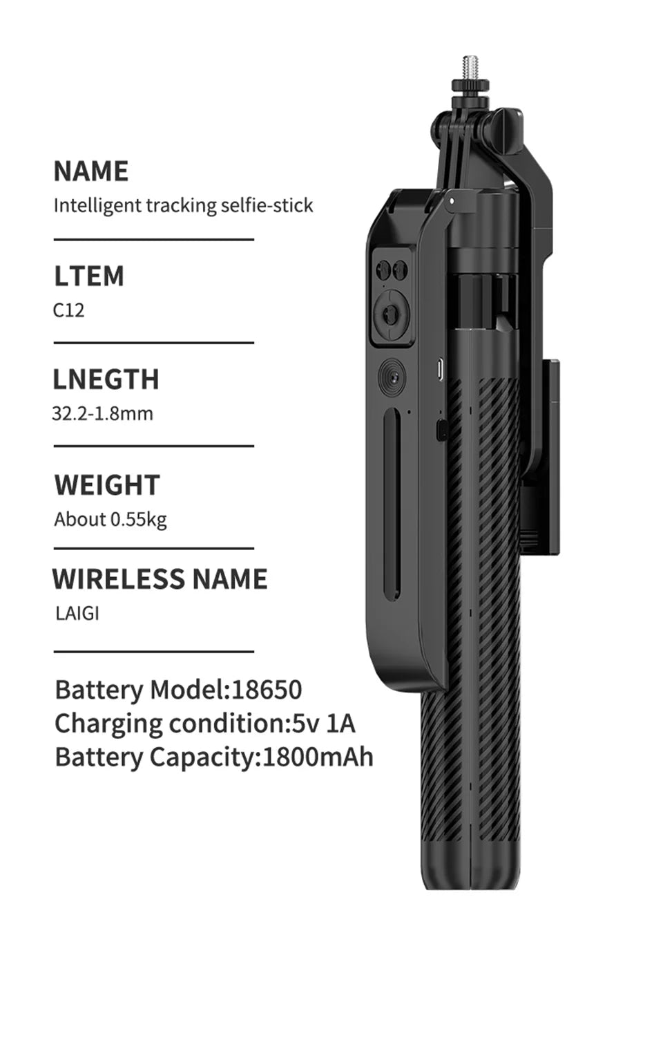 COOL DIER C12 AI Tracking Gimbal Tripod Gimbal Stabilizer Wireless Selfie Stick Foldable Holder With Bluetooth Shutter For Live