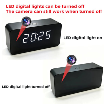 4K New mini WiFi Clock Camera, Supports Infrared Night Vision, Motion Detection, Remote Viewing, LED Lights Can Be Turned off