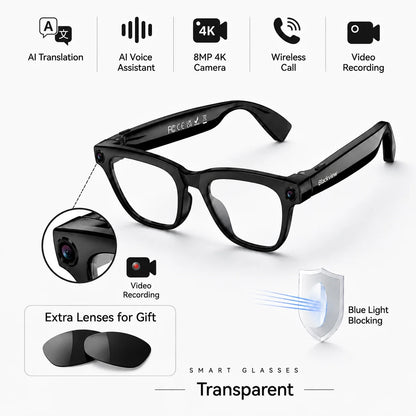 Blackview BV300 4K AI Glasses Color-Changing Smart Translation Glasses Photo Video Recording Waterproof Call Smart Sunglasses