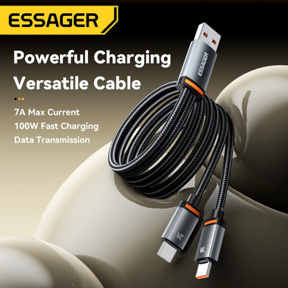 Essager 2 in 1 USB Cable 7A Charger Cable for iPhone 15 16 USB A To Type C to Lighting Cable for Macbook Samsung Xiaomi Huawei