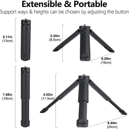 Extendable Mini Tripods  Stand Portable Tripod for DJI Pocket 3/4 GoPro Insta360 Phone 1/4” Mount Desktop Tripod for Vlog Live