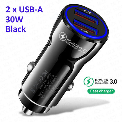 MZX 60W 48W 30W Duar Car Charger PD USB A Type C Smart Quick Charge 12V 24V Cigar Lighter Ultra QC 3.0 Charging for Cell Phone