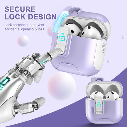 Magnet Security Lock Cover for Airpods 4 ANC Case With Lanyard Full Body Protection Shockproof Charging Cases For Airpods Pro 2
