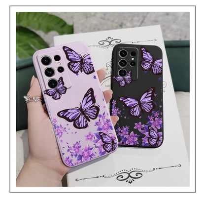 Dreamy Butterfly Phone Case For Samsung Galaxy S25 S24 S23 S22 S21 S20 Ultra FE S10 S10E Plus Note 20 Ultra Silicone Cover