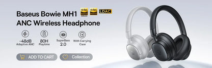 Baseus Inspire XH1 Sound by Bose ANC Wireless Headphone Bluetooth 6.1 48dB Adaptive Noise Cancellation Headset Hi-Res LDAC 100Hr