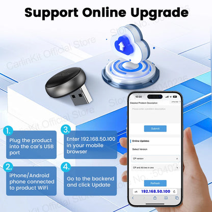 2026 CarlinKit 5.0 Mini Ultra 3 CarPlay Android Auto Wireless Adapter 2.4G&5.8GHz WiFi BLE OTA Upgrade For OEM Car Plug and Play