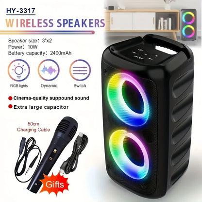 Wireless Karaoke Bluetooth Speaker Subwoofer Portable With Microphone Radio FM Lamp Machine Sound Box Music LED TWS Caixa De Som