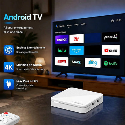 H96 MAX RK3518B Smart TV Box Android 14 4K UHD WiFi6 Bluetooth 5.4 Google Voice Remote Quad Core Media Player Set Top Box