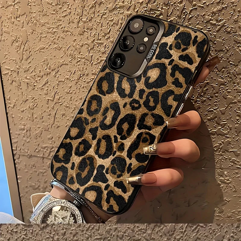 Fashion Leopard Pattern Hard Phone Case For Samsung Galaxy S25 Ultra Case Samsung S24 Ultra S26 S23 FE S22 S 25 Back Cover Funda