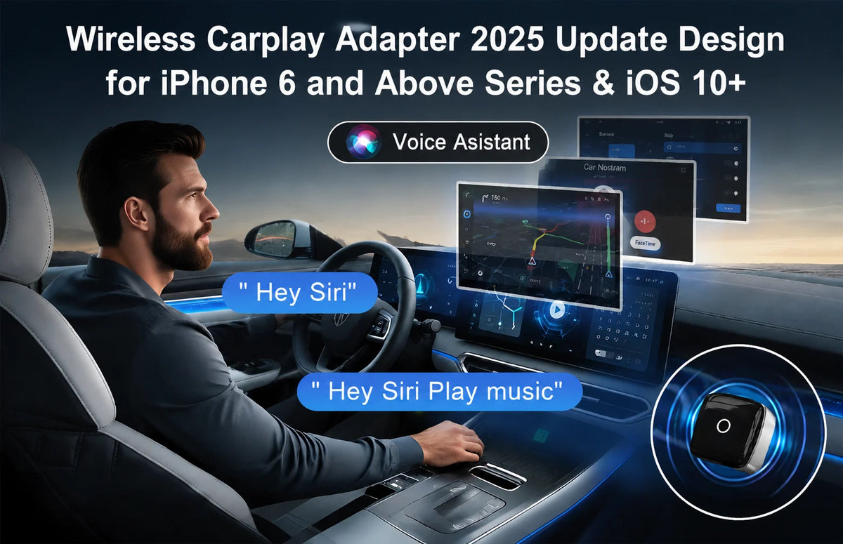 DRNVIYNC 2026 Wireless CarPlay Adapter 2-in-1 Wired to Wireless Dongle for Apple & Android Auto Plug and Play Universal Car Accessory
