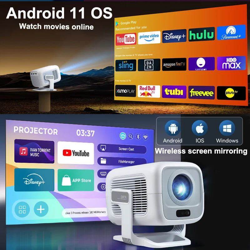 2026 Huaweishi X3 Plus Projector Android 4K Native Portable 1080P Auto Focus Video Home Cinema Outdoor HD LED HY320 Projetor