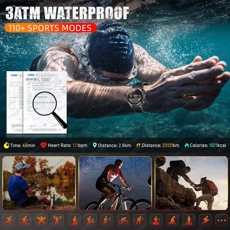2026 New GPS Map Navigation Smart Watch Men Women Amoled Screen 3ATM Waterproof Sport SmartWatch Compass NFC BT Call Watches Men