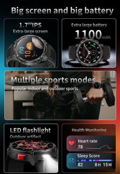 2026 New T-Rex3 Pro 1100mAh Battery Smart Watch GPS Path 5ATM Waterproof Sports Run Tracker Outdoors Compass Military Smartwatch