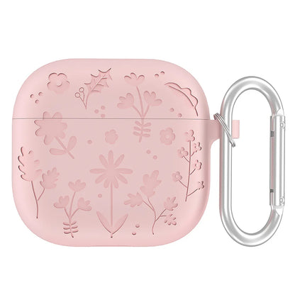 2025 New Flora Engraved Case for AirPods 4 Cover Shock-Proof Protective Silicone flower with Keychain for Apple Airpods 4 Case
