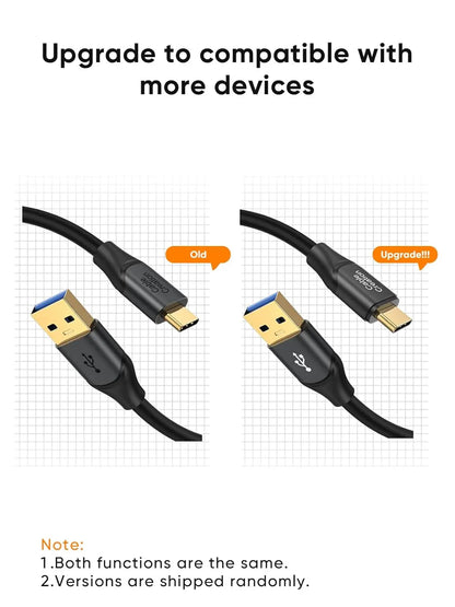 CableCreation 60W USB A to Type C Cable USB3.2 Gen2 10Gbps Data Cable 3A Fast Charging for External SSD Galaxy S24 iPhone 16