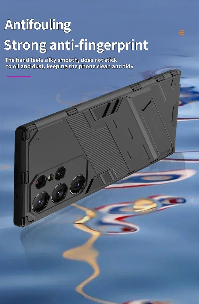 Armor Shockproof Phone Case For Samsung Galaxy S26 S25 S24 S23 S22 Ultra Plus Edge  S26 Pro With Holder Lens Protect Cover