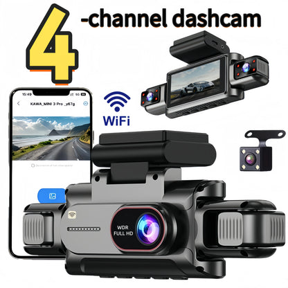3-4 Channel WiFi Dash Cam, 1080P Full HD, APP WiFi Control, 3.5" Screen, HD Night Vision, 24H Parking Surveillance