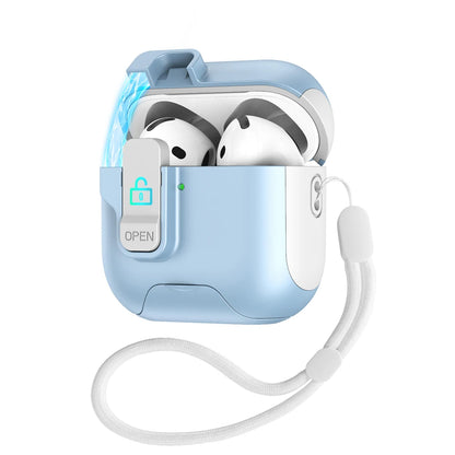 Magnet Security Lock Cover for Airpods 4 ANC Case With Lanyard Full Body Protection Shockproof Charging Cases For Airpods Pro 2