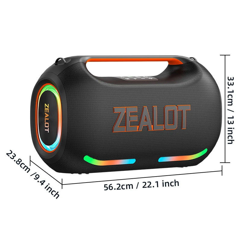 ZEALOT ZE41 250W Bluetooth Subwoofer | 48000mAh Long-Lasting Battery, RGB Lights, OTG Recording, Smart APP Control