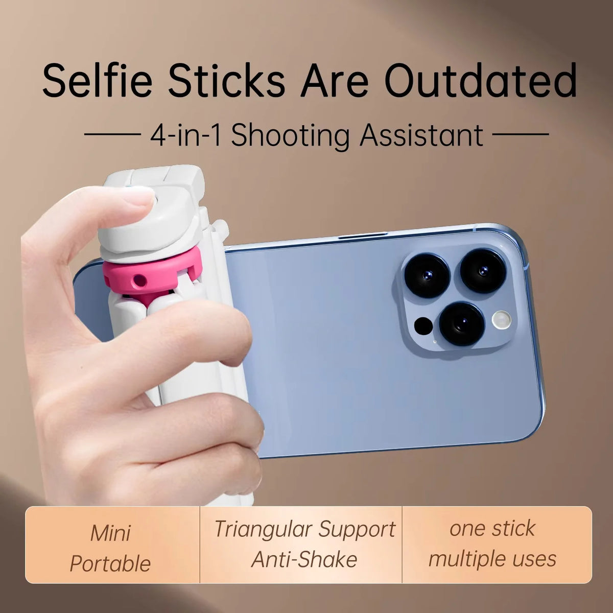 Wireless Foldable Selfie Stick & Phone Stand - 4-in-1 Mini Aluminum Alloy Gimbal Holder, Compact Design for Travel & Smartphones