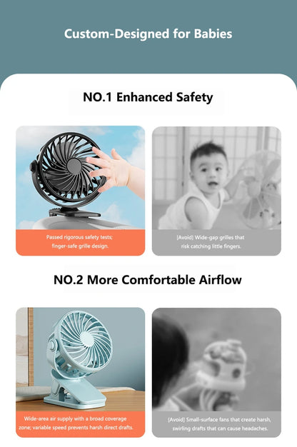 720°Rotatable Clip Fan Mini Cooler Fan Built In Night Lamp USB Rechargeable Personal Portable Fan For Outdoor Camping Ventilador