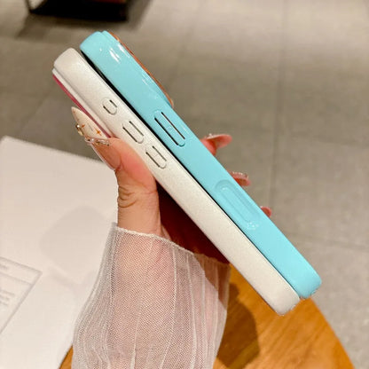 Fashion Dopamine Color-Block Phone Case for IPhone 18 Pro Max 17 16 15 14 Pro Max Candy-Color Glass Back Shockproof Phone Case