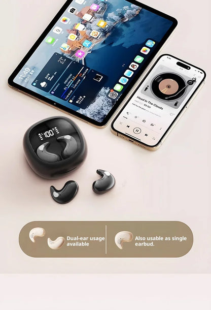 Wireless In-Ear Bluetooth 5.3 Earphones High Sleepy Quality Wireless Earbuds with Long Battery Life Mini Digital Display Video