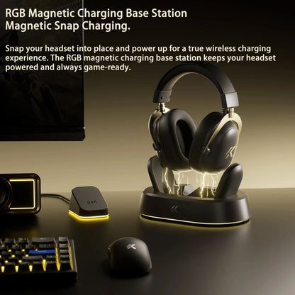 MCHOSE V9 Turbo+ E-sports Magnetic Wireless Gaming Headset 7.1 Surround Sound 90° Swivel Ear Cups Low Latency Magnetic Charging