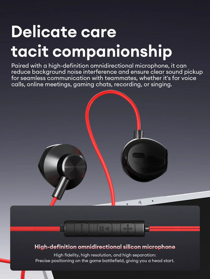 NEW Lenovo Y108 Wired Earphones Semi-In-Ear E-Sports Headphones 3.5mm Type-C Noise Reduction Stereo Music Earbuds 1.25M with Mic