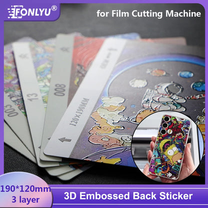 FONLYU 50pc 3D Embossed Back Skin Sticker Protective Film Rear Decorative Sheet For Mobile Phone Hydrogel Film Cutting Machine
