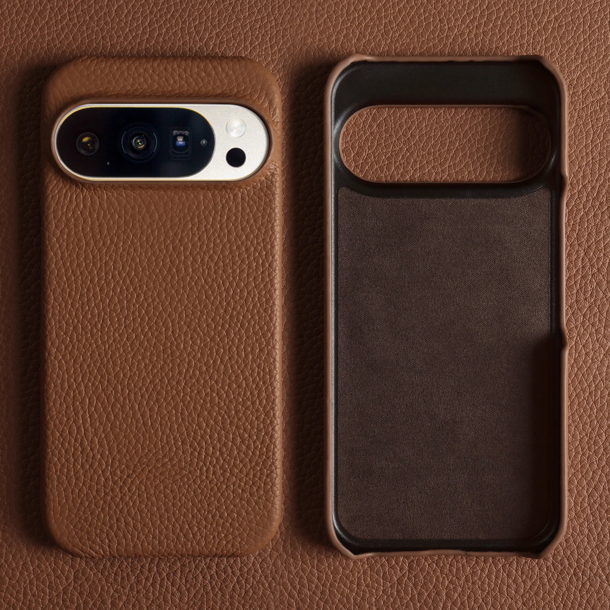 Luxury Lychee Grain Genuine Leather Back Cover Case for Google Pixel 10 Pro XL 9 8 7 6 5 5A 6A 7A 8A 9A Phone Cases Coque Funda