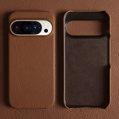 Luxury Lychee Grain Genuine Leather Back Cover Case for Google Pixel 10 Pro XL 9 8 7 6 5 5A 6A 7A 8A 9A Phone Cases Coque Funda