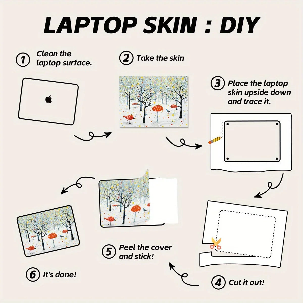 2PCS Scenery Oil Painting Laptop Stickers Set Flower Art Waterproof PVC Decals MacBook Traditional Ink Style Computer Skin
