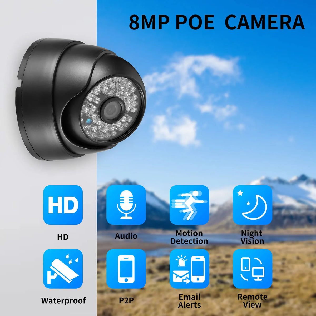 Gadinan HD 8MP 5MP 4MP H.265 Surveillance IP Camera Microphone Dome Outdoor Motion Detect Security Home Metal Email Push POE
