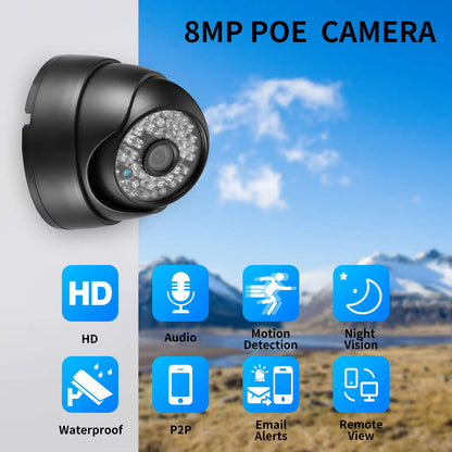 Gadinan HD 8MP 5MP 4MP H.265 Surveillance IP Camera Microphone Dome Outdoor Motion Detect Security Home Metal Email Push POE
