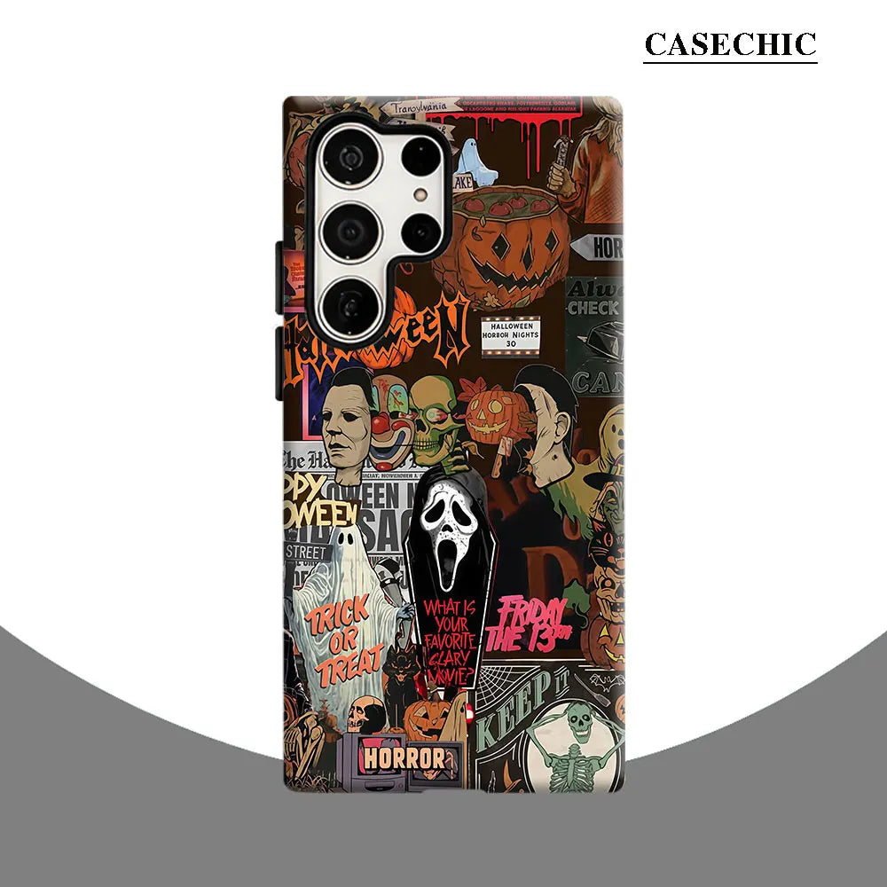 Horror Movie Halloween Phone Case for Samsung Galaxy S26 S25 Ultra S24 S23 Ultra Plus Shockproof Double layer tough Back Cover